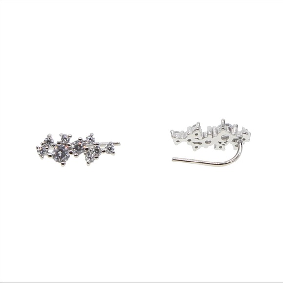 925 rhinestone cz Ear climber cluster earrings - Picture 4 of 5